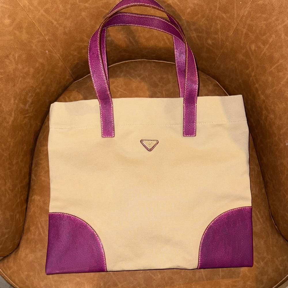Prada Magenta/Purple Canvas Tote